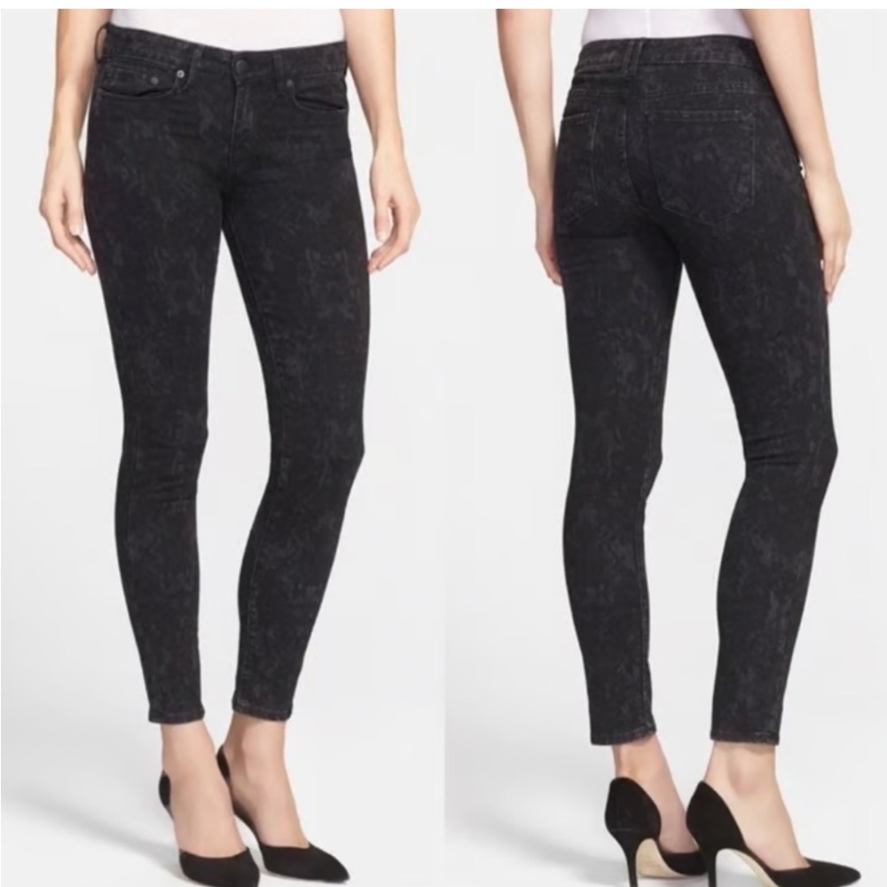 Vince Black Patterned Ankle Jeans; size 29